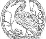 Coloriage Mandala h&eacute;ron artline