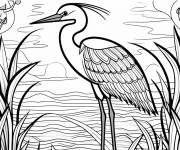 Coloriage Sc&egrave;ne de H&eacute;ron bleu