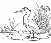 Coloriage Sc&egrave;ne de H&eacute;ron bleu en ligne
