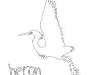 Coloriage Silhouette H&eacute;ron en maternelle