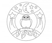 Coloriage Hibou et la nuit