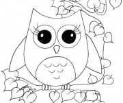 Coloriage Hibou mignon dans la nature