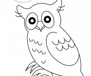 Coloriage Hibou sous la lune