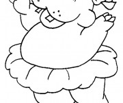 Coloriage Hippopotame danse le Ballet