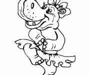 Coloriage Hippopotame danseuse