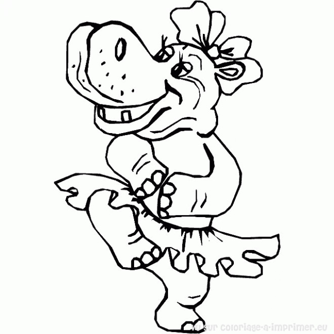 Coloriage et dessins gratuits Hippopotame danseuse à imprimer