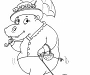 Coloriage Hippopotame élégante