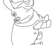 Coloriage Hippopotame en ouvrant sa bouche