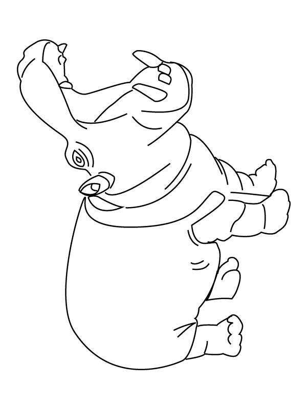 Coloriage et dessins gratuits Hippopotame en ouvrant sa bouche à imprimer