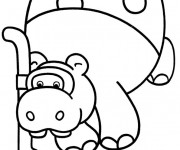 Coloriage Hippopotame en se plongeant