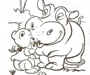 Coloriage Hippopotame et ours