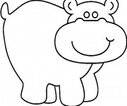 Coloriage et dessins gratuit Hippopotame simple à imprimer