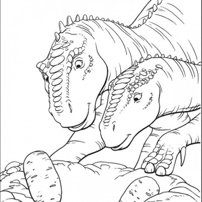 Coloriage et dessins gratuits Dinosaure et son petit à imprimer