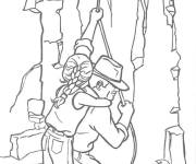 Coloriage Action et courage des heros de Jurassic World