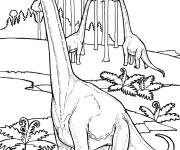 Coloriage Brachiosaures et arbre de Jurassic World