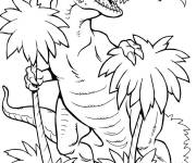 Coloriage Dinosaur parmi les arbres