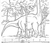 Coloriage Dinosaure dans Jurassic World  avec leurs dresseurs
