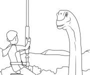 Coloriage Enfant s'amuse dans le Jurassic World