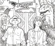 Coloriage H&eacute;ros et h&eacute;ro&iuml;ne de Jurassic World