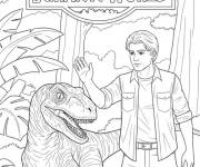 Coloriage H&eacute;ros et son petit ami dinosaure du monde jurassique