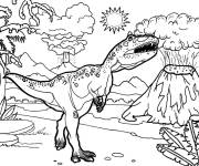 Coloriage Jurassic World et le volcans