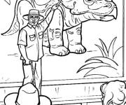 Coloriage Le scientifique nous introduit les dinosaures de Jurassic World