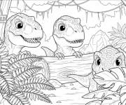 Coloriage Petits dinosaures dans la jungle de Jurassic World