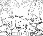Coloriage Pr&eacute;dateur de Jurassic World s'attaquant