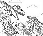 Coloriage Sc&egrave;ne d'action de Lego Jurassic World