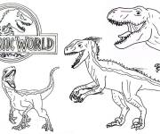 Coloriage T Rex et logo de Jurassic World