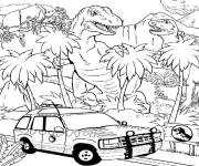 Coloriage Voiture dans le monde jurassique