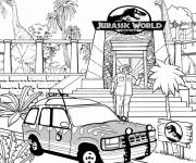 Coloriage Voiture devant l'espace de Jurassic World