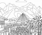 Coloriage Vue de Jurassic World