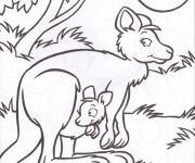 Coloriage et dessins gratuit Kangourou dans la forêt à imprimer