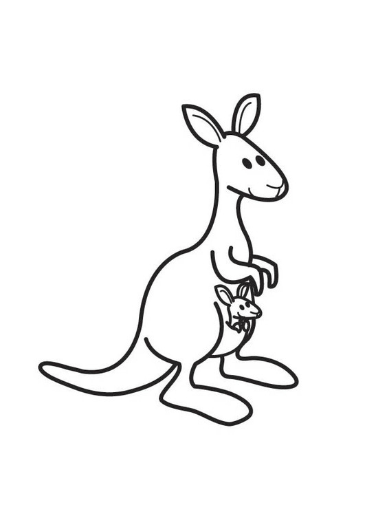 Coloriage et dessins gratuits Kangourou et sa poche à imprimer