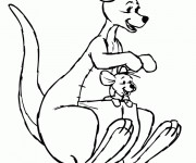 Coloriage et dessins gratuit Kangourou et son bébé à imprimer