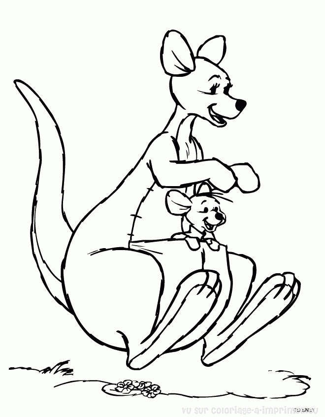 Coloriage et dessins gratuits Kangourou et son bébé à imprimer