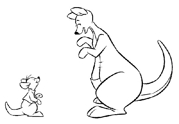 Coloriage et dessins gratuits Kangourou parle avec son petit à imprimer