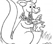 Coloriage Kangourou prend une parapluie