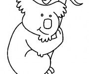 Coloriage Koala s'accroche sur l'arbre
