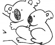 Coloriage Une maman Koala et son petit