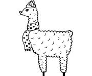 Coloriage Alpaga avec &eacute;charpe