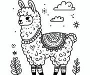 Coloriage Beau Lama en plein air