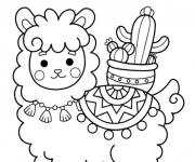 Coloriage Cactus sur le dos d'un Lama