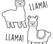 Coloriage Deux petits lamas mignons