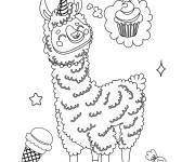 Coloriage Lama avec de la glace