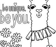 Coloriage Lama avec des fleurs