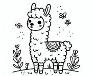 Coloriage Lama avec des papillons