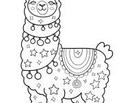 Coloriage Lama couvert d'&eacute;toiles