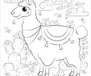 Coloriage Lama dans la foret